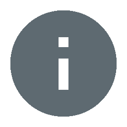 Icono de info en color gris.